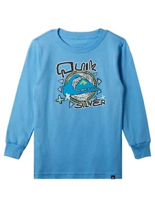 Quiksilver Long-Sleeve Logo Graphic Shirt Boys L-7 Azure Blue Crewneck Pullover - Picture 1 of 14
