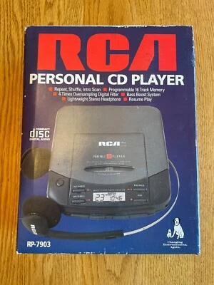 Винтажный RCA портативный проигрыватель компакт-дисков компакт-дисков с 16 дорожками памяти RP-7903 новый - Изображение 1 из 4