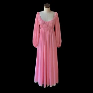 Vintage CLARE SANDRA LUCIE ANN Pink Nightgown Off Shoulder Pleated 36 WOW - Picture 1 of 15