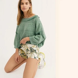 Maglione Free People nuovo con etichetta Sand Castle Crop Medium M Deep Pacific nuovo - Foto 1 di 4