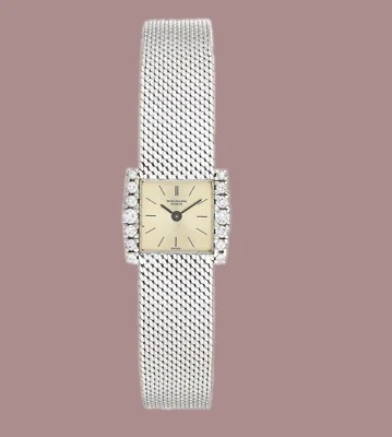 Reloj Patek Philippe vintage años 70 de oro blanco de 18 quilates con diamantes REF. 3285/58 Foto 1 de 4