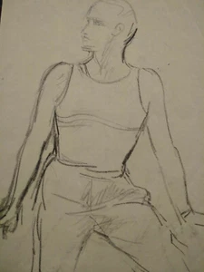 Original Drawing Sketch Marine Art Deco Study Man Charcoal 1920 - 1930 Gentleman - Picture 1 of 3
