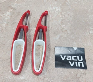 Vacu Vin Peeler RED Set - 2 Different Peelers & 2 Holders Potato Fruit Vegetable - Picture 1 of 3