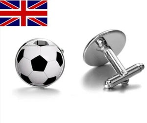 Silver Football Mens Cufflinks High Quality Sports Cuff links Gift UK - Picture 1 of 3