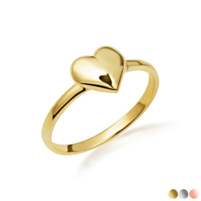 Gold Solid Heart Love Ring (Available in Yellow/Rose/White Gold) - Image 1 of 4