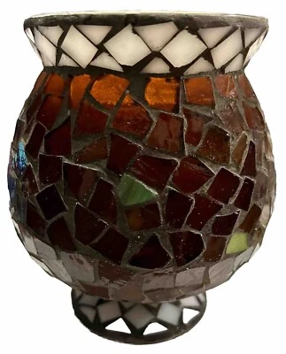 Vela extra grande en jarrón de vidrio de mosaico Foto 1 de 4