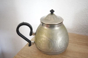 Alte Teekanne ( Aluminium ?) DDR mit schöner Verzierung - Bild 1 von 5