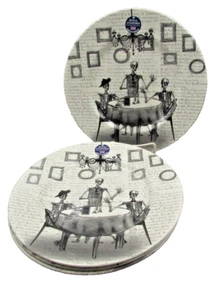 Royal Stafford England Halloween Skeleton Bone Appetit Dinner Plates - Set of 4 - Picture 1 of 3