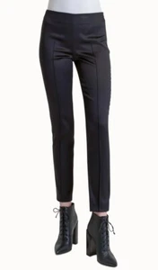 AKRIS Black Melissa Slim Leg Silk Satin Pants 6 Trousers side zip closure NEW - Picture 1 of 7