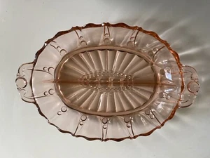 Anchor Hocking Pink Pearl & Oyster Divided Dish Depression Glass 11 1/2" - Picture 1 of 4