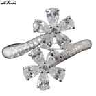[xiaojvjv] New Charm Flower Rings Resizable Inlay Aaa Cubic Zircon Fashion Exqu