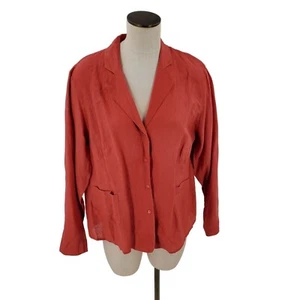 Jones New York Collection Woman Jacket Linen Button Terracotta Size 14W New - Picture 1 of 8