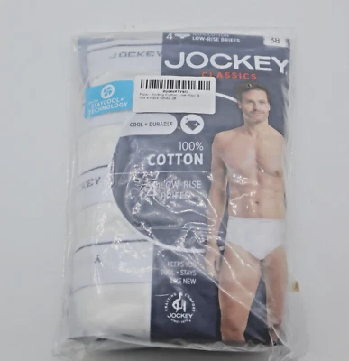 Jockey Men's Cotton Low-Rise Brief 4-pack White size 38 - NEW - Image 1 of 4