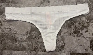 NWT VICTORIA'S SECRET SMOOTH MICRO WHITE POINTELLE THICK WAISTBAND THONG PANTIES - Picture 1 of 6