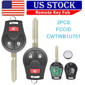2 Remote Key Fob for Nissan Versa Note 2014 2015 2016 2017 2018 2019 CWTWB1U751 - Picture 1 of 7