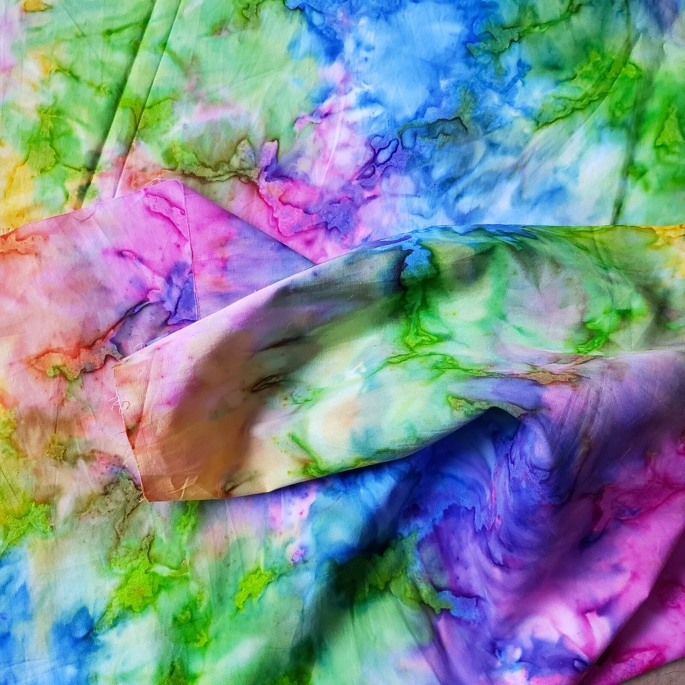 Vintage Rainbow Colors Tie Dye Lightweight Cotton Fabric 2y X 44" Gorgeous - Image 1 of 4