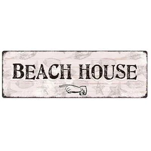 Interluxe Metallschild - Beach House links - Dekoschild Strandhaus Maritim Meer - Bild 1 von 8