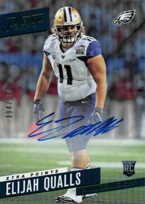 2017 Prestige Xtra Points Green #211 Elijah Qualls RC AUTOGRAPH Eagles /150 - Image 1 of 2