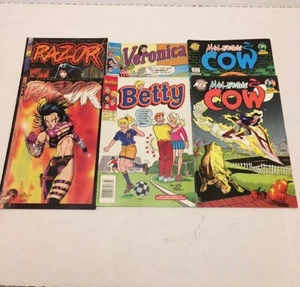 LOT OF 6 COMIC BOOKS 1 BETTY 1 VERONICA 2 RAZOR 2 MAN-EATING COW - Picture 1 of 12