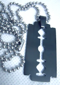 Razor Blade Necklace Black Stainless Steel Pendant Dimebag Darrell Pantera NEW - Picture 1 of 12