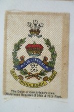 B.D.V. CIGARETTES SILK- THE DUKE OF CAMBRIDGE' OWN 57th & 77th FOOT SILK BADGE