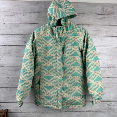 Columbia Omni outgrown Hooded Insulated Jacket aztec geometric girls L (14/16) - Image 1 of 4
