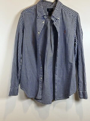 Camisa Ralph Lauren Azul a Cuadros Niños L-14-16 Manga Larga Con Botones Rosa Poni Foto 1 de 4