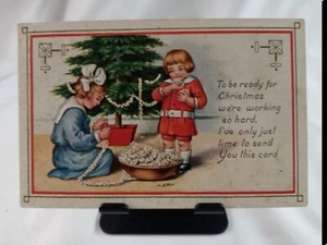1910er Christbaumschmuck Popcorn Schnur Girlande antike Postkarte - Bild 1 von 2
