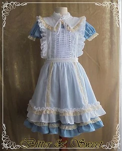 Alice in Wonderland Costume-Lolita-Cosplay-Halloween-Fancy Dress-Pinafore-apron - Picture 1 of 3