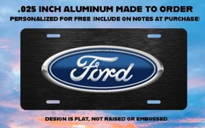 FORD BLACK STAINLESS STEEL LOGO LICENSE PLATE FRONT FOR AUTO 12X6 ALUMINUM NEW 1 - Foto 1 di 1