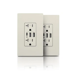 Confezione da 2 Prese USB da Parete, Prese di Alimentazione con 3 Porte USB, 30W 6.0A Prese USB C, - Foto 1 di 12