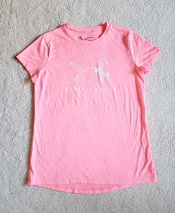 Under Armour HeatGear Girls Pink Active T-Shirt Youth L Large Logo Short Sleeve - Picture 1 of 4