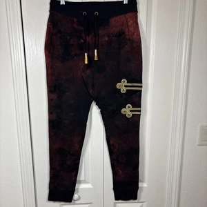 LORDS & FOOLS Paris Mens Sweatpants L Black Red with Gold Metallic Embroidery - Bild 1 von 12
