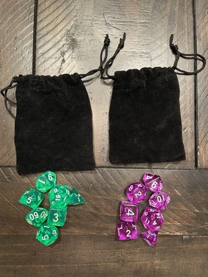 2 sets of polyhedron dice with bags - Image 1 of 4