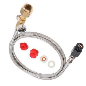 Tank Cylinder Adapter with 60 Inch Hose and Pressure Gauge for Soda Machine Use - Picture 1 of 9