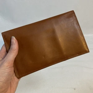 Vintage braun genarbtes Leder schmale Geldbörse Reiseetui Portfolio 4,5 x 7,5 Korea - Bild 1 von 8