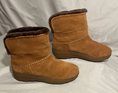 Fitflop женщин замши стриженный мех с подкладкой рулон вниз ботильоны коричневый размер 8,5 - Изображение 1 из 4