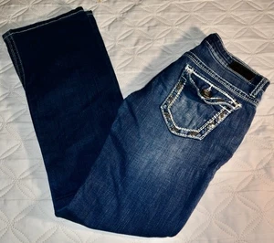 Daytrip Leo Bootcut Jeans 28 gesäumt niedrige Taille Denim blau Damen Maße 32 x 32 - Bild 1 von 5