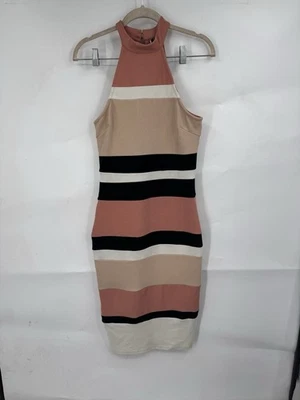 Vestido ajustado Windsor cuello alto a rayas hasta la rodilla para mujer mediano colorido Foto 1 de 4