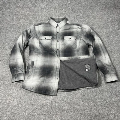 Kuhl Shirt Jacket Mens Large Gray Plaid Fleece Lined Snap Front Warm Shacket - Image 1 of 4