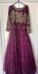 Asiatisches pakistanisches Abendkleid mit Rohseide unter Kleid - Größe 10-12 - Bild 1 von 7