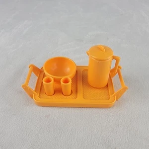 Vintage 1983 Barbie Bubbling Spa Set #7145 orange Tablett Krug Schüssel & blaues Handtuch - Bild 1 von 4
