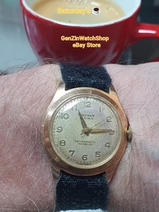 Reloj suizo para hombre P. MOSER 21 joyas chapado en oro 20MCR SEGUNDA GUERRA MUNDIAL raro reparado - Imagen 1 de 22
