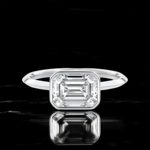 Alianza de oro 14k blanco 2 quilates certificado IGI laboratorio cultivado diamante talla esmeralda - Imagen 1 de 11