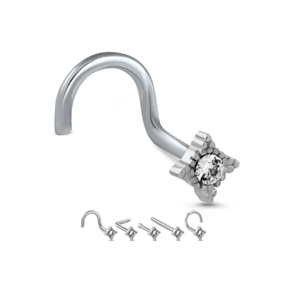 Хирургическая сталь нос винт гвоздики кости кольцо бриллиант формы дизайн 20 калибр 20G - Изображение 1 из 1