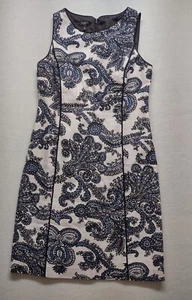 Talbots Dress Women's Size 8 Petite Sleeveless Lined Paisley  Blue White Black - Picture 1 of 8