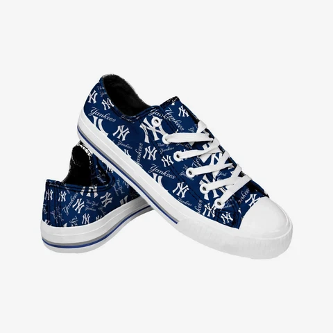 New York Yankees MLB Women's Low Top Repeat Print Canvas Shoes FREE SHIP Cover
