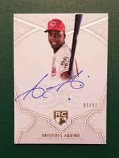 2020 Topps Definitive Aristides Aquino RC On Card Auto #50/50 Cincinnati Reds