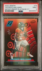 1/1 PSA 9 2022 Panini Zenith Artist Proof Platinum 1/1 Javonte Williams #78 - Picture 1 of 2