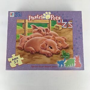 VTG 90s Pastel Pets Pigs 25 Piece Animal Puzzle Milton Bradley Hasbro Kids NOS
